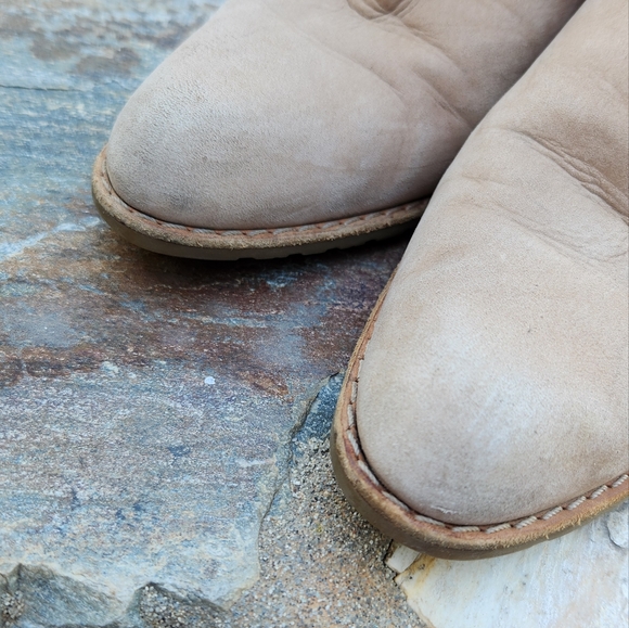 Stuart Weitzman Ankle Boots Tan Nubuc Leather Tassel Prancing 💃 Bootie Sz 10 💕 - Picture 10 of 12